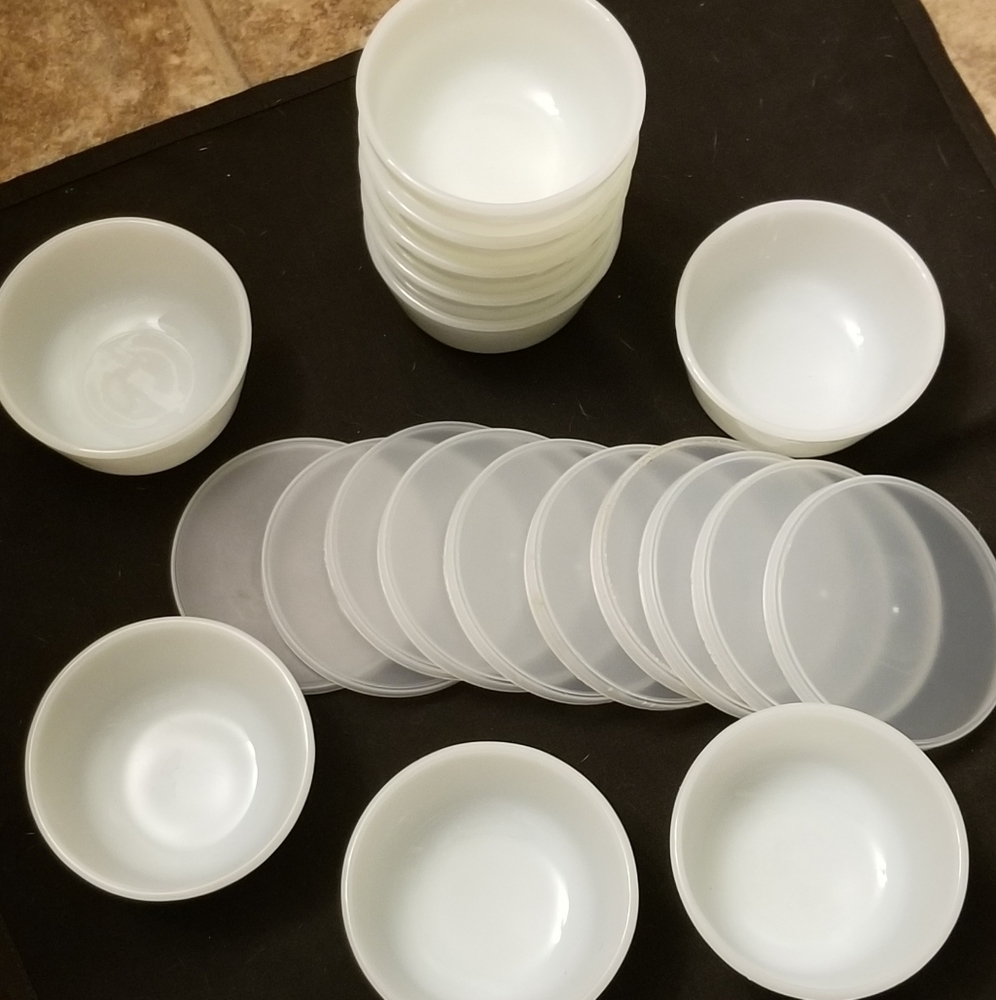 Vintage milk glass custard cups